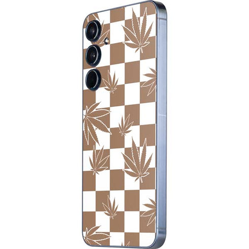 Marijuana Brown Checkered Galaxy A35 5G Skin